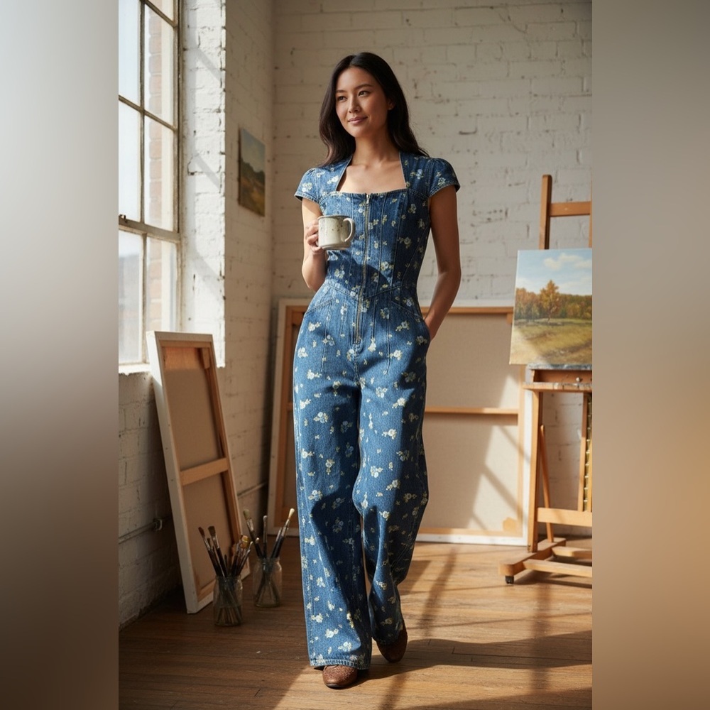 AVEC Les Filles❤️💕Floral Blue Jumpsuit